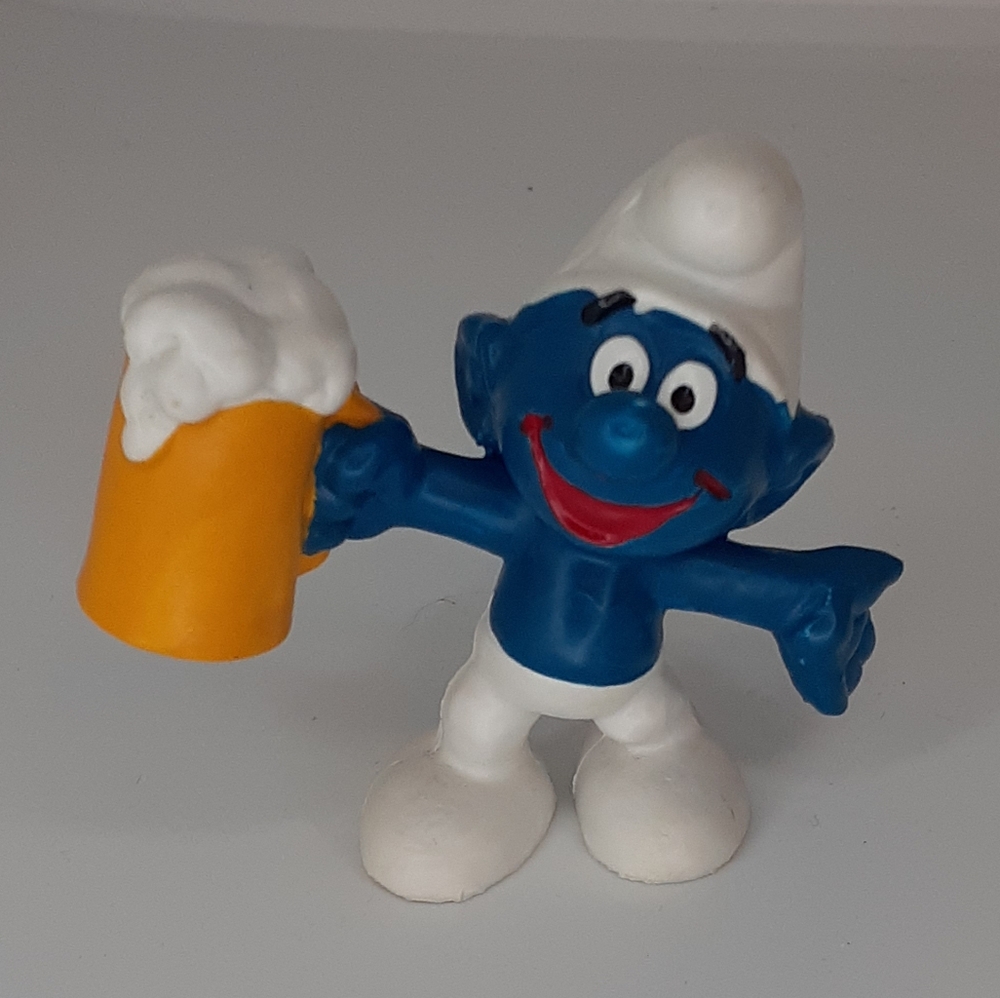 1975 Beer Happy Smurf Peyo Schleich The Smurfs PVC Figure, figurine